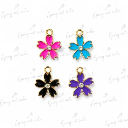 Flower Enamel Charms for Jewelry Making Set of 3