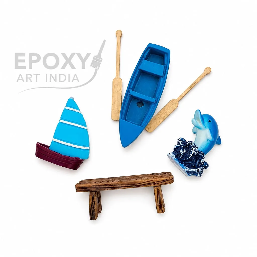 Ocean Miniature Set of 4 for Resin Art – Beach Theme Micro Figurines Ocean Miniature Set of 4 for Resin Art – Beach Theme Micro Figurines