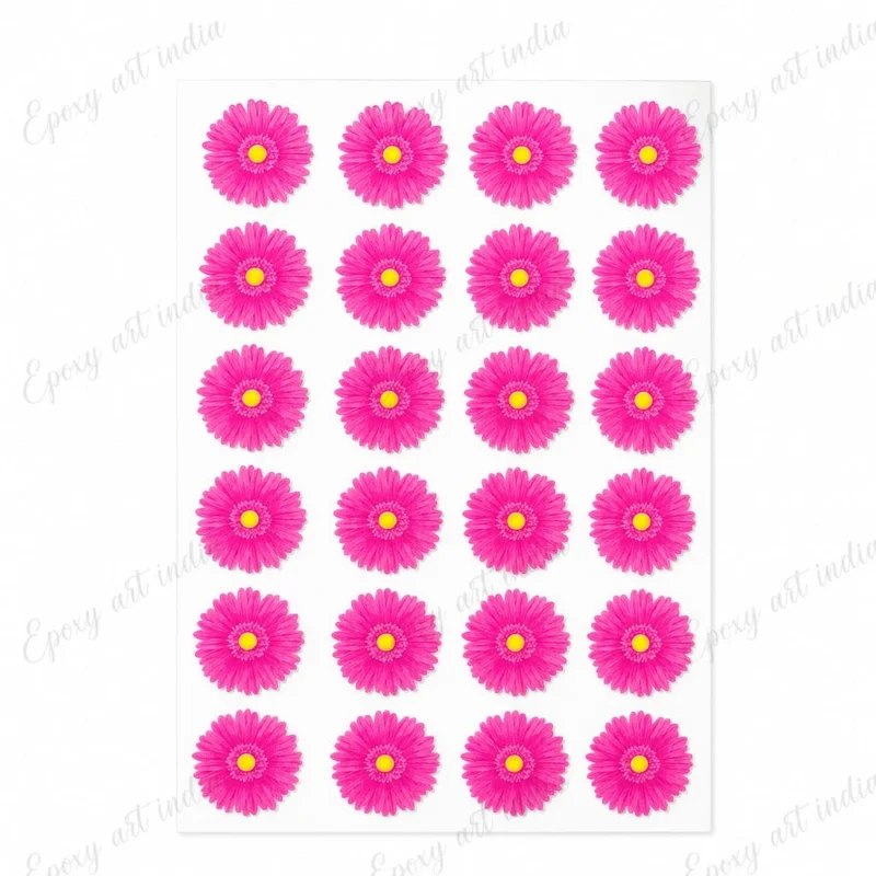 Pink Daisy UV DTF Sticker Set of 24 for Resin Art