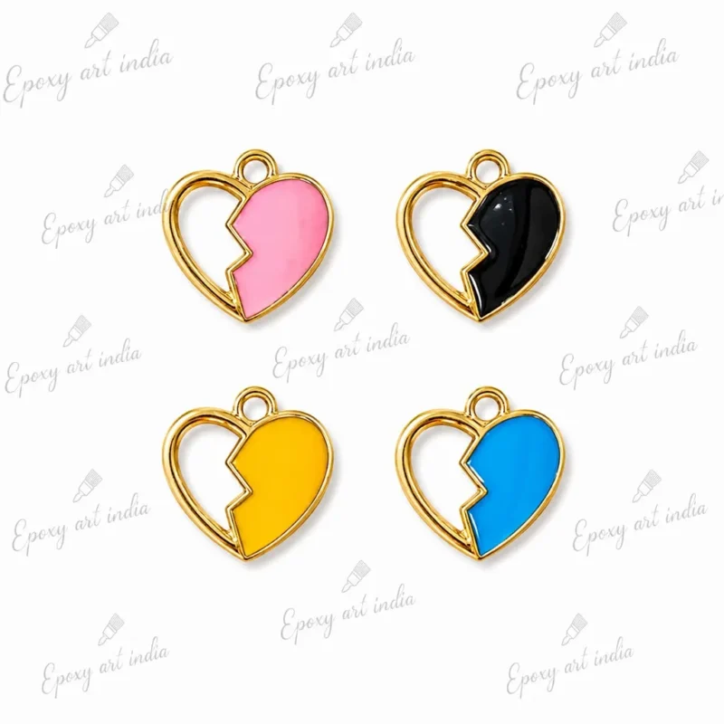 Broken Heart Enamel Charms for Jewelry Making Set of 3