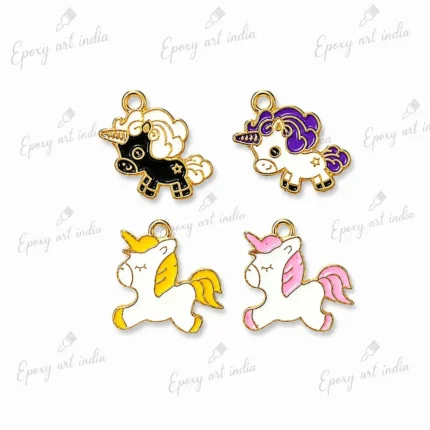Unicorn Enamel Charms for Jewelry Making Set of 3