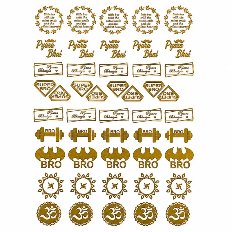 Premium Rakhi Gold Metallic Sticker Sheet Size A6