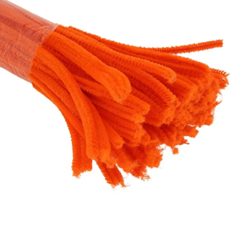 Fluorescent Orange Craft Pipe Cleaners – Pack of 100