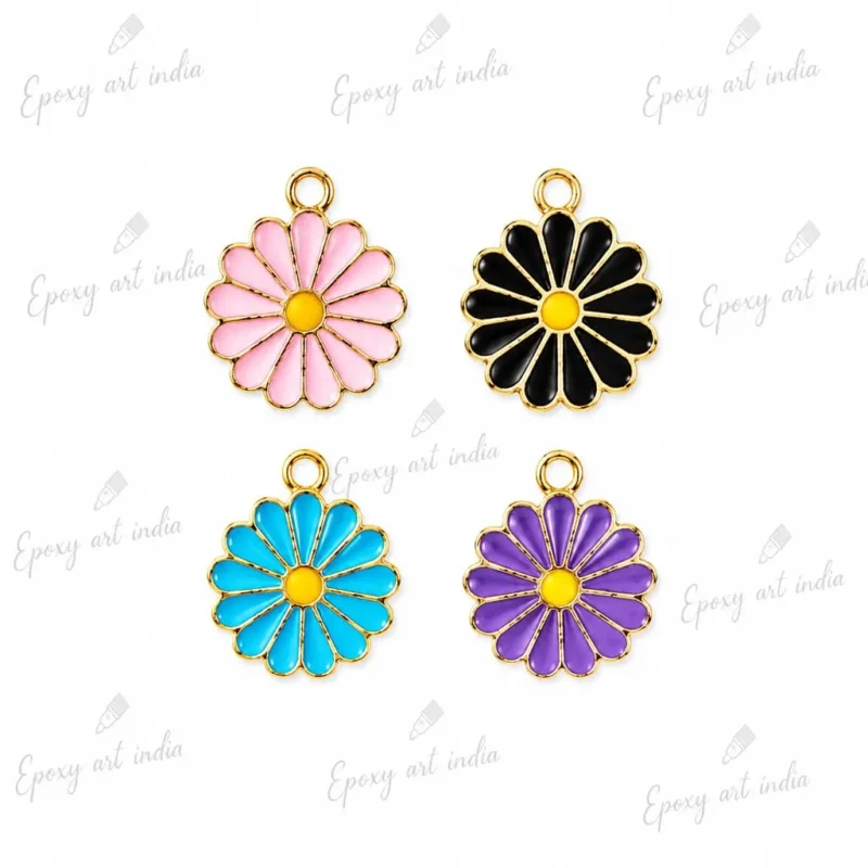 Mini Daisy Flower Enamel Charms for Jewelry Making Set of 3