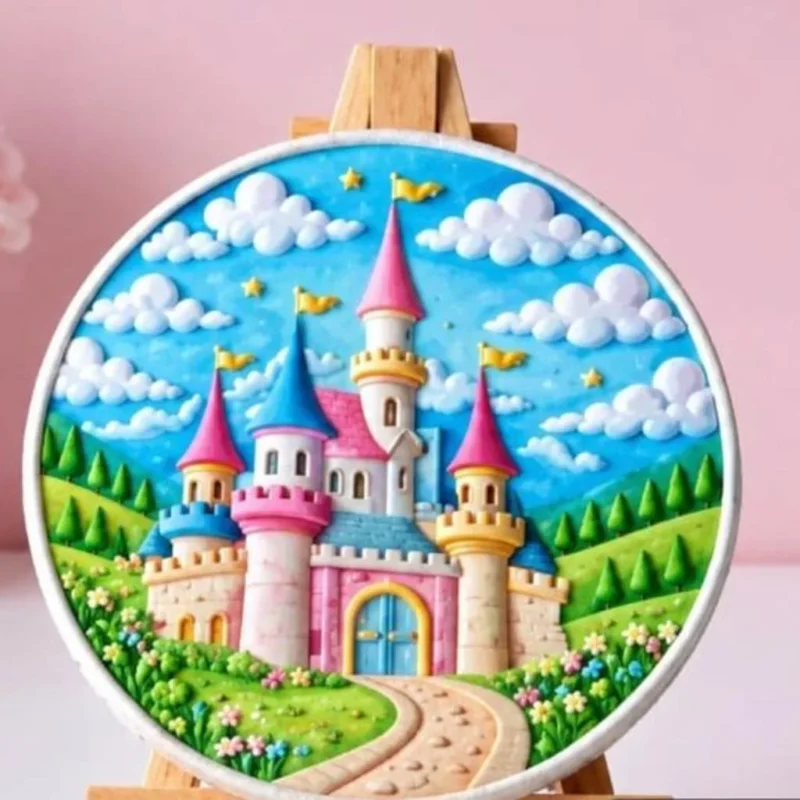 Pink Castle Keepsake Canvas Silicone Mold for Resin, Jesmonite, Concrete, Plaster, Cement & DIY Wall Decor Casting Mold