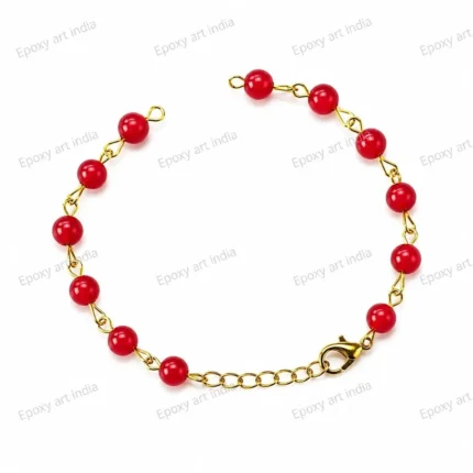 Red Beaded Hand Bracelet for Resin Art