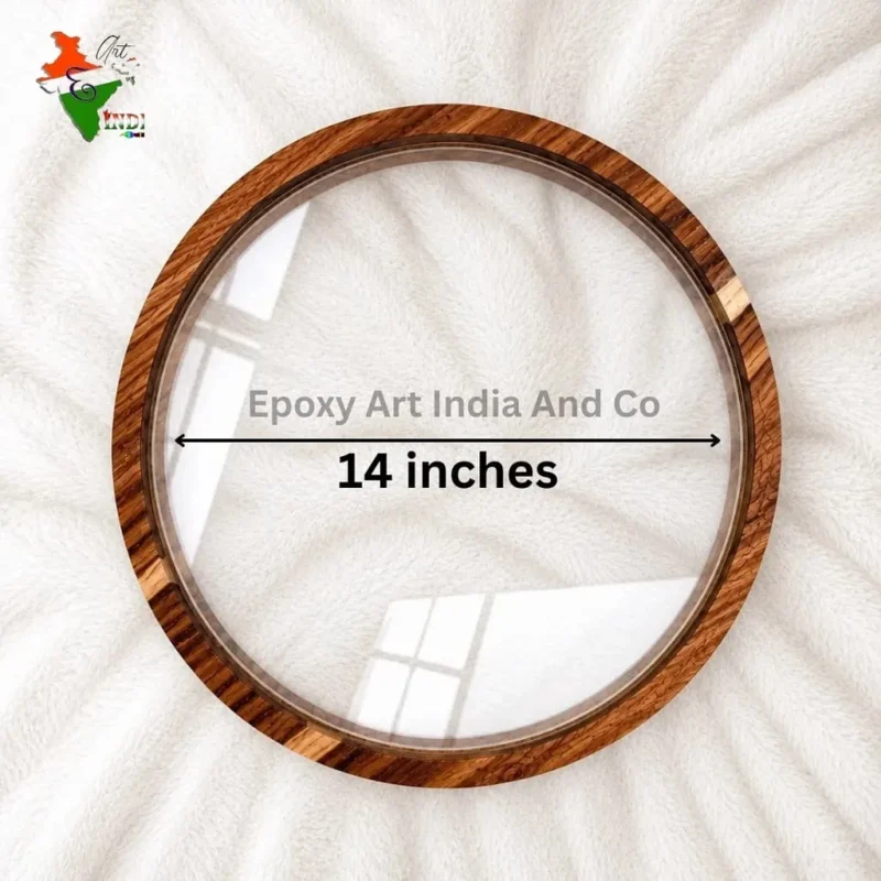 14" Round Preservation Teakwood Acrylic Frame for Resin Art | Premium Wooden Display Frame for Floral, Wedding & Memory Preservation