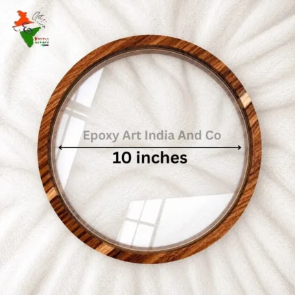 10" Round Preservation Teakwood Acrylic Frame for Resin Art | Premium Wooden Display Frame for Floral & Memory Preservation