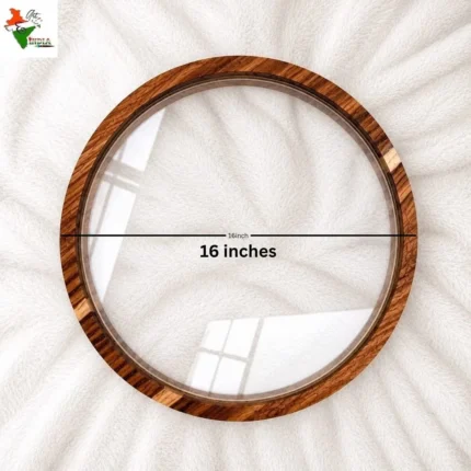 16" Round Preservation Teakwood Acrylic Frame for Resin Art | Premium Wooden Display Frame for Floral & Memory Preservation