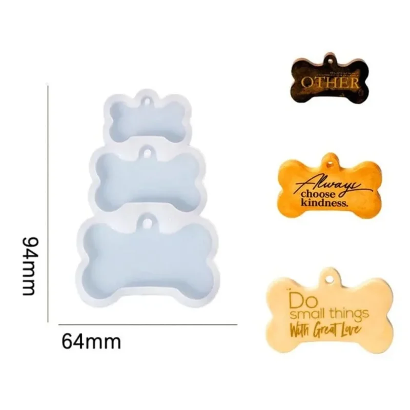3 Cavity Dog Tag Silicone Mould for Resin Art