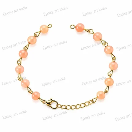 Peach Pink Beaded Hand Bracelet for Resin Art