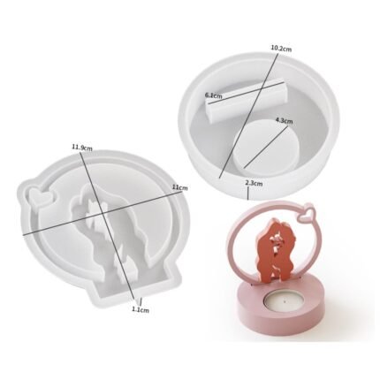 Couple Tealight Holder Silicone Mold with Round Base | Romantic Candle Holder Mould