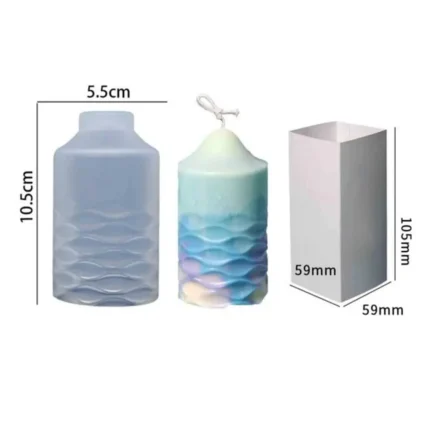 Cylinder Wave Candle Mould | Silicone Wave Pillar Candle Mold