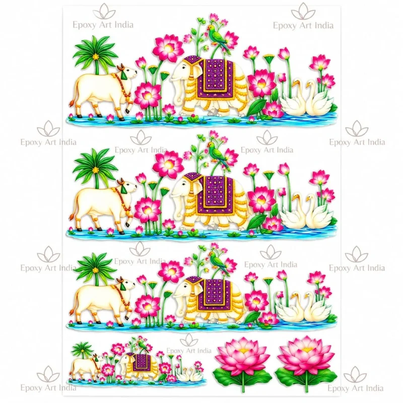 Cow & Elephant UV DTF Sticker Sheet – A6 Size