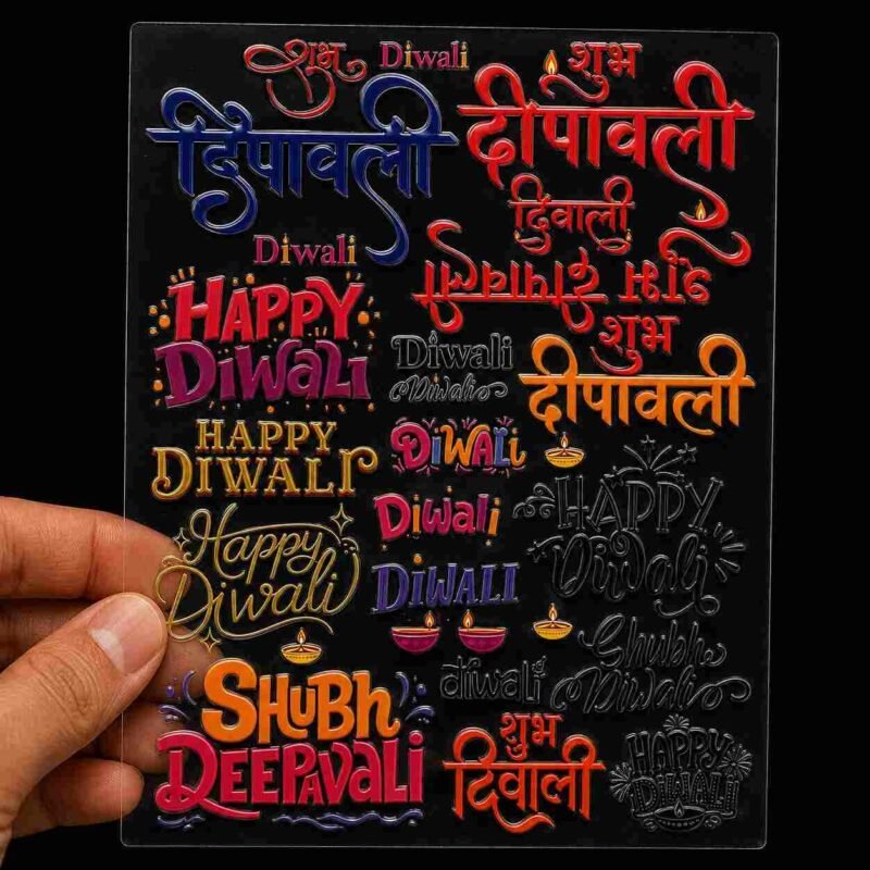 Happy Diwali UV DTF Sticker Sheet for Resin Art (5127)