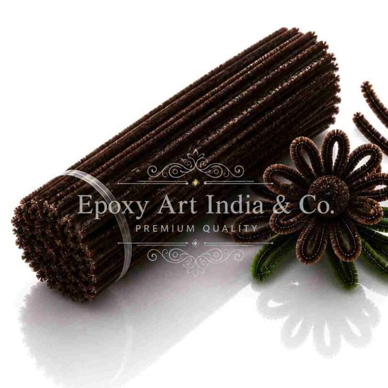 Dark Brown Craft Pipe Cleaners 8mm – Pack of 100 | Chenille Stems for DIY Crafts