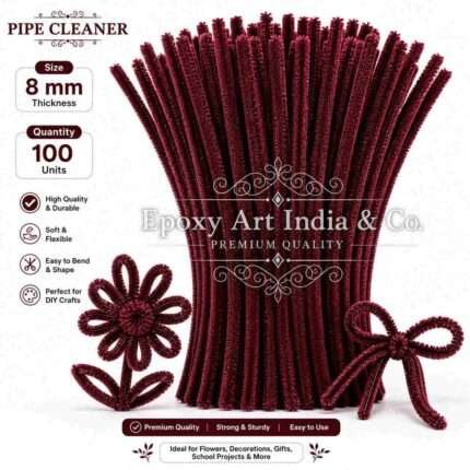 Chocolate Brown Pipe Cleaners 8mm – Pack of 100 Pieces | Chenille Craft Stems