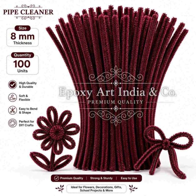 Chocolate Brown Pipe Cleaners 8mm – Pack of 100 Pieces | Chenille Craft Stems