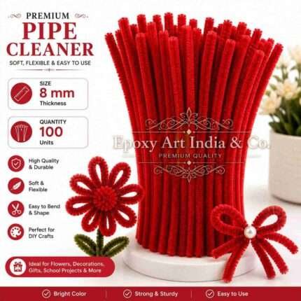 Rose Red Craft Pipe Cleaners 8mm – Pack of 100 Pieces | Chenille Craft Stems