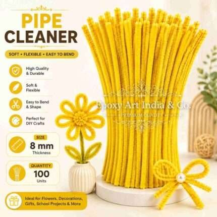 Yellow Craft Pipe Cleaners 8mm – Pack of 100 Pieces | Chenille Craft Stems