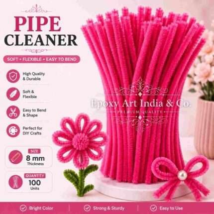 Rose Pink Craft Pipe Cleaners 8mm – Pack of 100 Pieces | Chenille Craft Stems