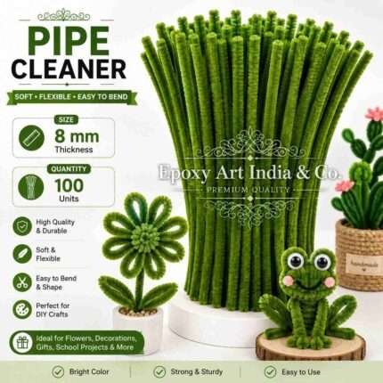 Olive Green Craft Pipe Cleaners 8mm – Pack of 100 Pieces | Chenille Craft Stems