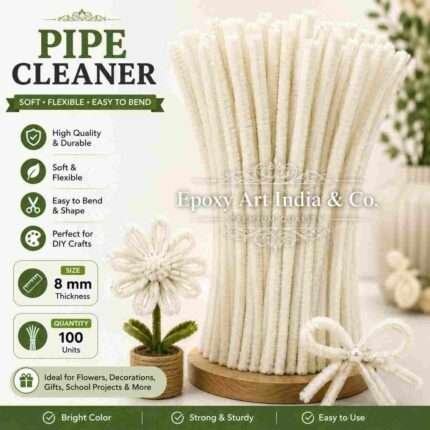 Cream White Craft Pipe Cleaners 8mm – Pack of 100 Pieces | Chenille Craft Stems