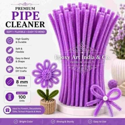 Light Purple Craft Pipe Cleaners 8mm – Pack of 100 Pieces | Chenille Craft Stems