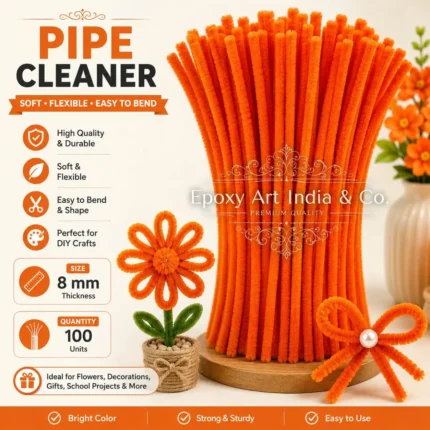 Saffron Craft Pipe Cleaners 8mm – Pack of 100 Pieces | Chenille Craft Stems