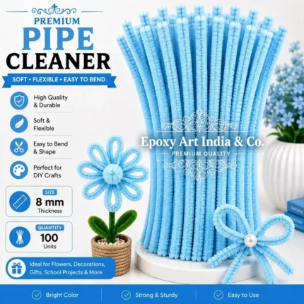 Pastel Blue Craft Pipe Cleaners 8mm – Pack of 100 Pieces | Chenille Craft Stems