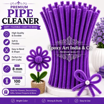 Mauve Craft Pipe Cleaners 8mm – Pack of 100 Pieces | Chenille Craft Stems