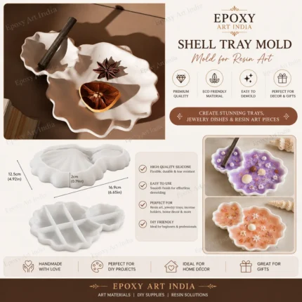 Dual Arabian Sea Shell Tray Silicone Mold for Concrete, Jesmonite & Plaster | Reusable Decorative Tray Mold