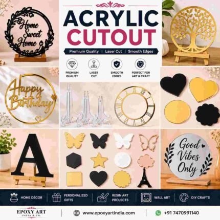 Shop premium Acrylic Cutouts for Resin Art with smooth laser-cut edges. Perfect for resin clocks, name plates, wall décor, DIY crafts & gifts.