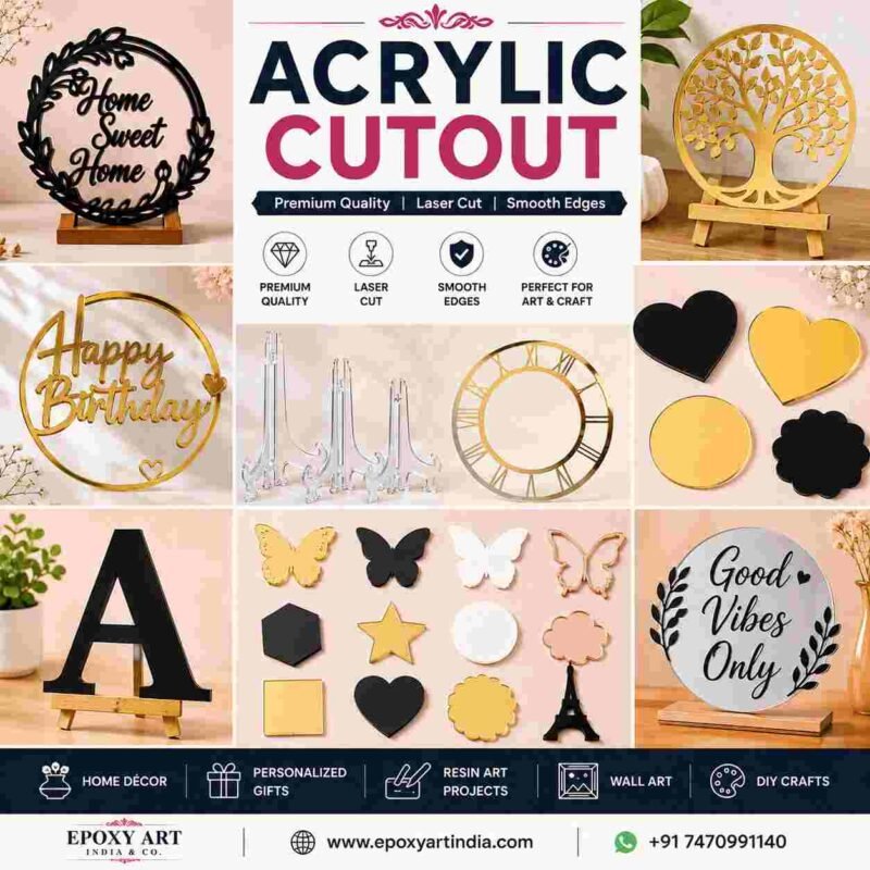 Shop premium Acrylic Cutouts for Resin Art with smooth laser-cut edges. Perfect for resin clocks, name plates, wall décor, DIY crafts & gifts.