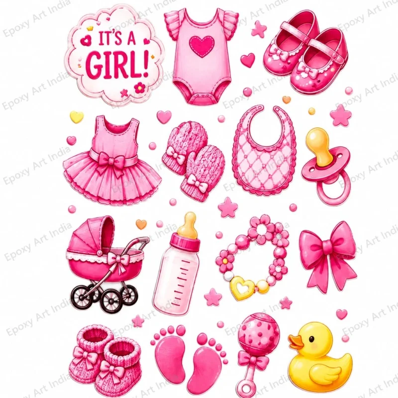 Baby Girl Theme UV DTF Sticker Sheet
