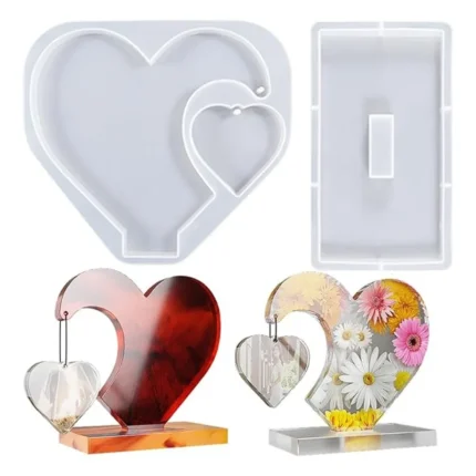 Side Hanging Heart Photo Frame Silicone Mold for Resin Art | Heart Shape Photo Frame Mould