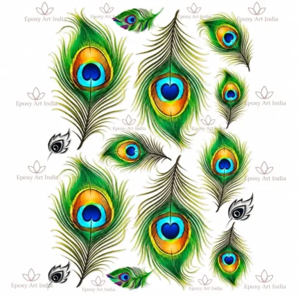 Peacock Feather UV DTF Sticker Sheet – A6 Size Sheet Size: A6 Type: UV DTF Transfer Sticker Sheet Finish: Premium, colorful and vibrant Application: Easy peel-and-transfer Suitable Surfaces: Glass, acrylic, bottles, tumblers, laptops, phone cases, notebooks and more