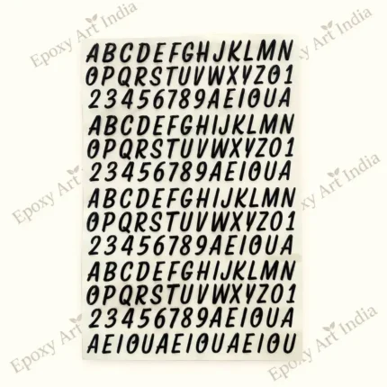 Black Capital Letter & Number UVDTF Sticker for Resin Art