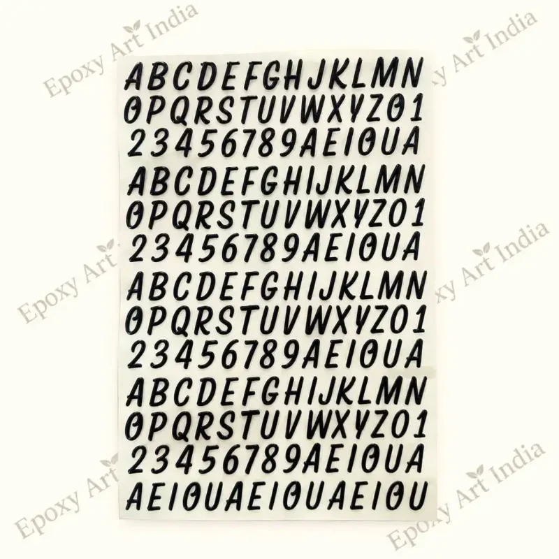 Black Capital Letter & Number UVDTF Sticker for Resin Art