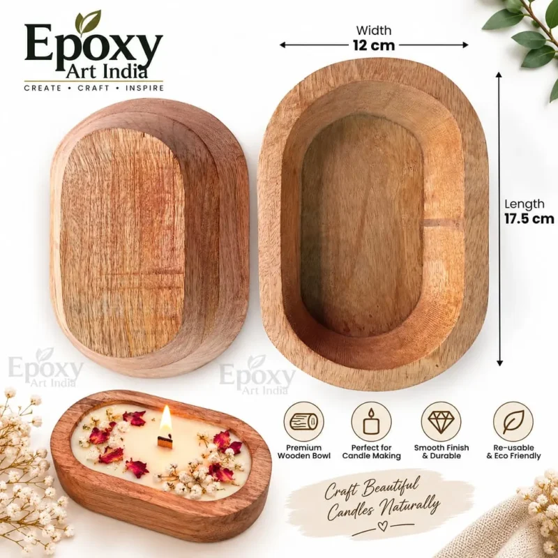Oval Wooden Bowl for Candle Making | Wooden Candle Container