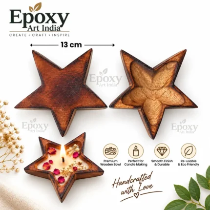 Star Shape Wooden Bowl for Candle Making | Star Shaped Wooden Candle Container |