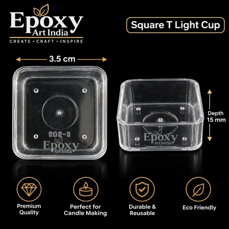 Polycarbonate T-Light Cups – Square (5 Pcs)