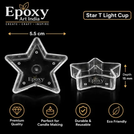 Polycarbonate T-Light Cups – Star (5 Pcs)