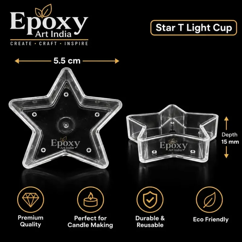 Polycarbonate T-Light Cups – Star (5 Pcs)