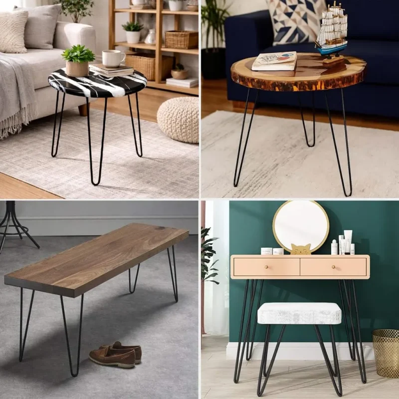 Premium Metal Black Table Legs 16 Inch