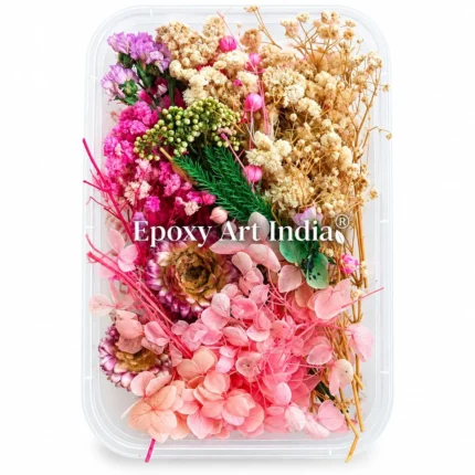Light Pink & White Dried Flower Box for Resin Art