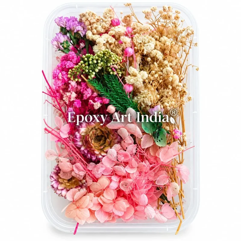 Light Pink & White Dried Flower Box for Resin Art