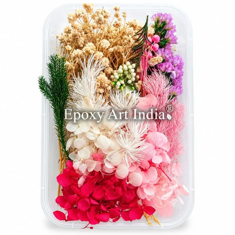 White & Lavender Dried Flower Box for Resin Art