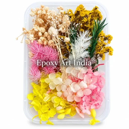 White with Pink Dried Flower Box for Resin Art