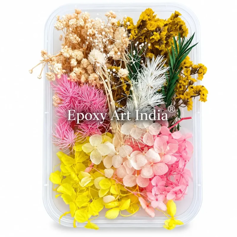 White with Pink Dried Flower Box for Resin Art